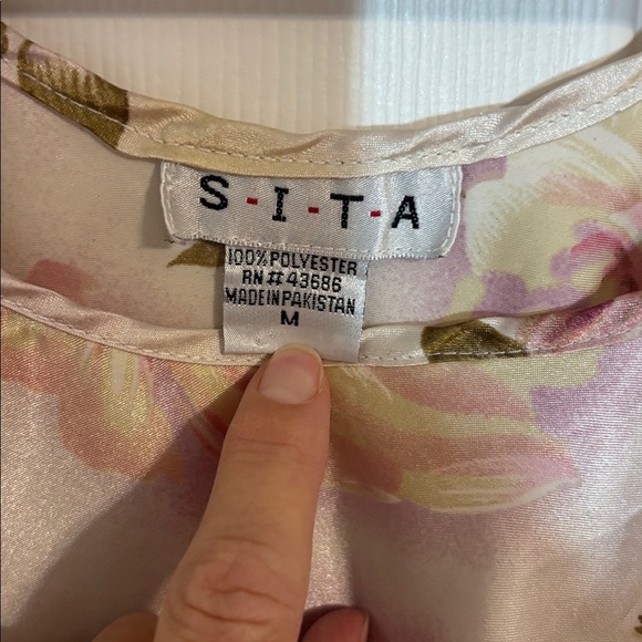 Satin Floral Slip Dress, Shift dress, ivory pink, Large - Picture 4 of 5